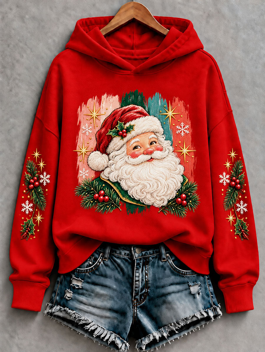 Kvinnlig rolig julsweatshirt med jultomteprint, avslappnad och normal passform