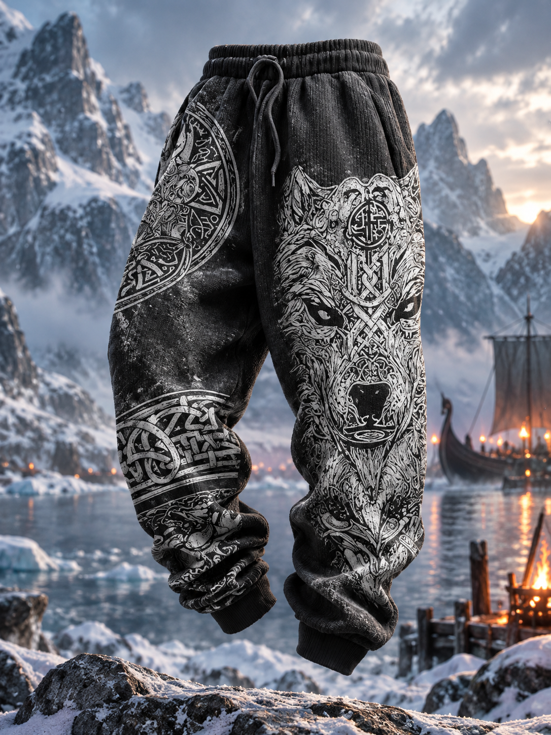 Herrens Retro Viking varg huvudbyxor