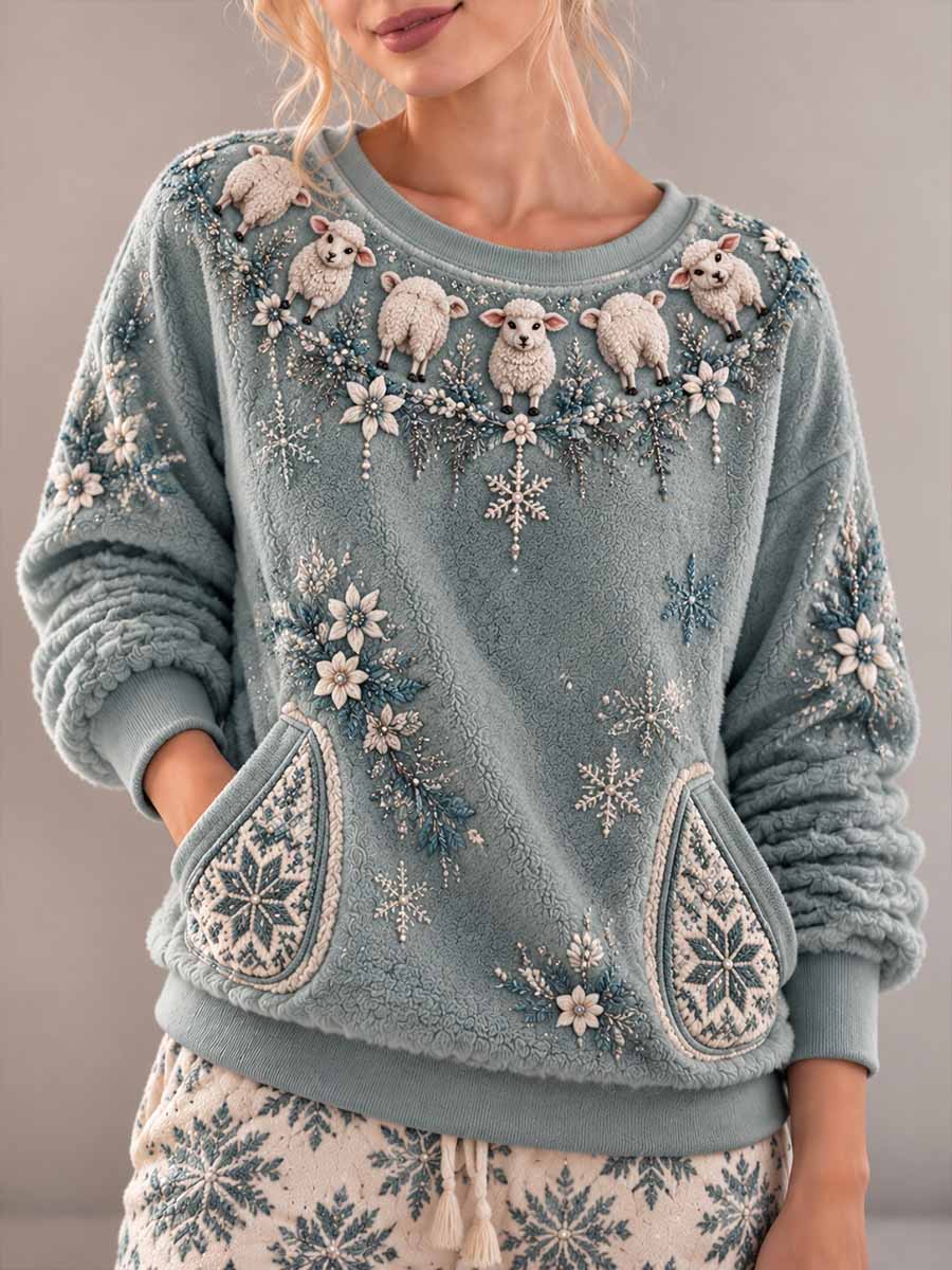 Kvinnors vinter får konst Print Sweatshirt