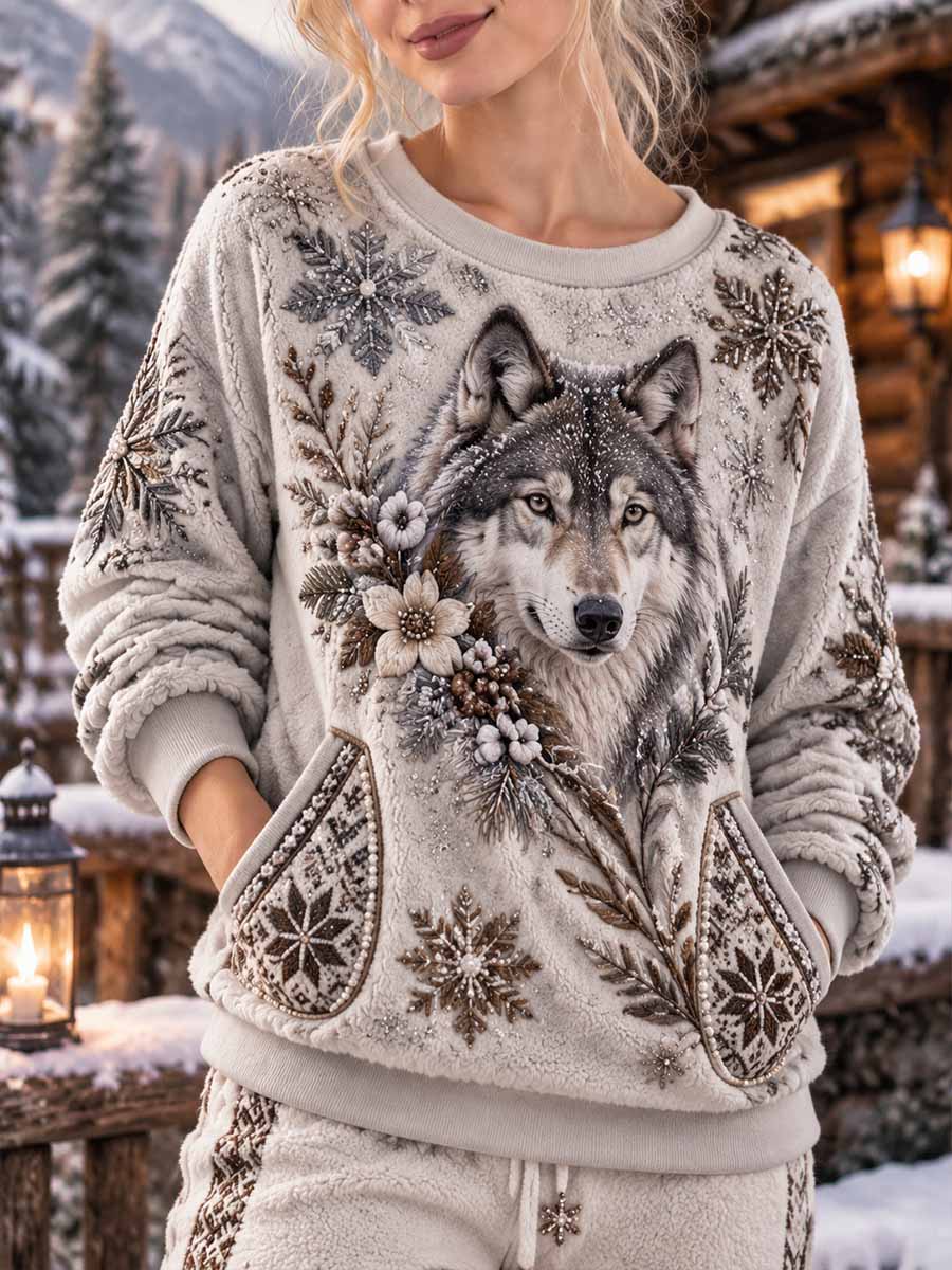 Kvinnors vintervarg konst Print Sweatshirt