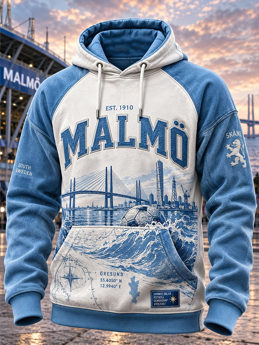 Mans Malmö FF-huvtröja med överdimensionerad axel och fickor