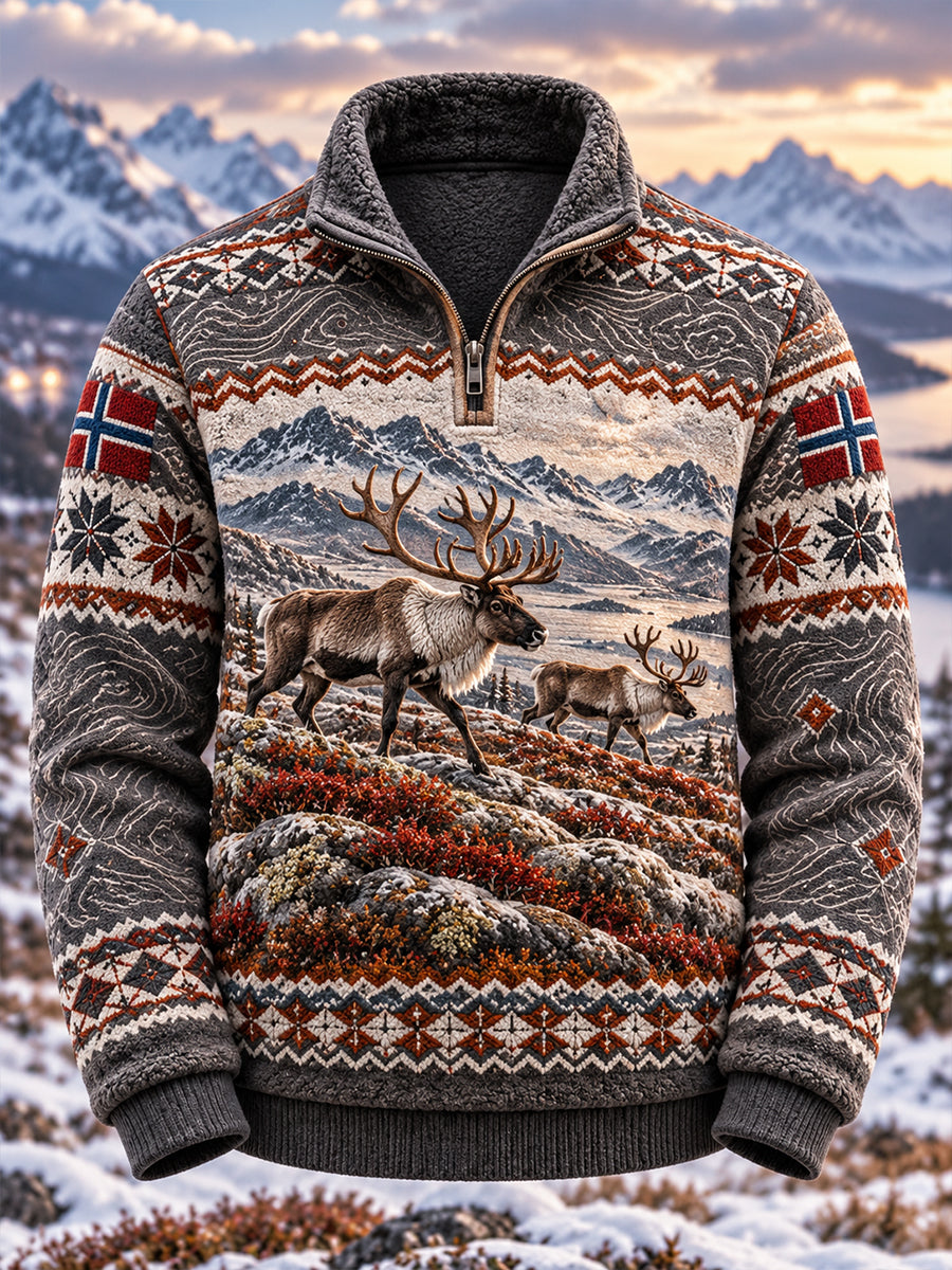 Mäns norska jaktsäsong Fleece-Lined Stand-Collar Sweatshirt