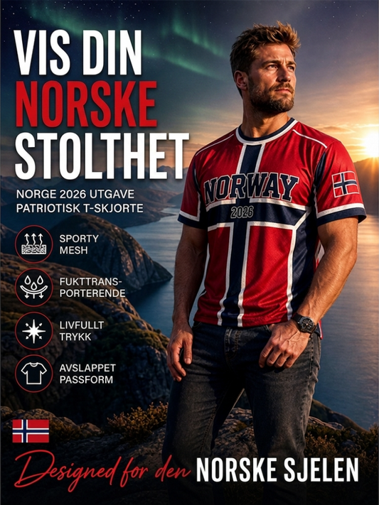 Herrtröja i norskt fotbollstema, avslappnad sportstil, unisex
