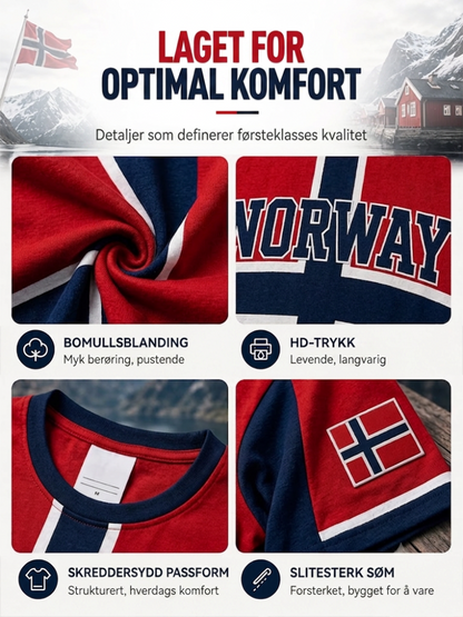 Herrtröja i norskt fotbollstema, avslappnad sportstil, unisex