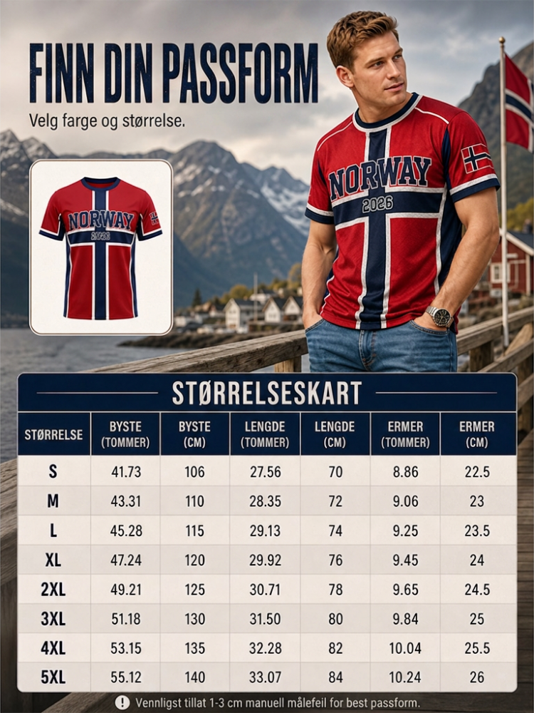 Herrtröja i norskt fotbollstema, avslappnad sportstil, unisex