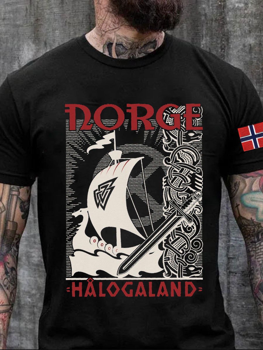 Vikingeskip trykt T-skjorte