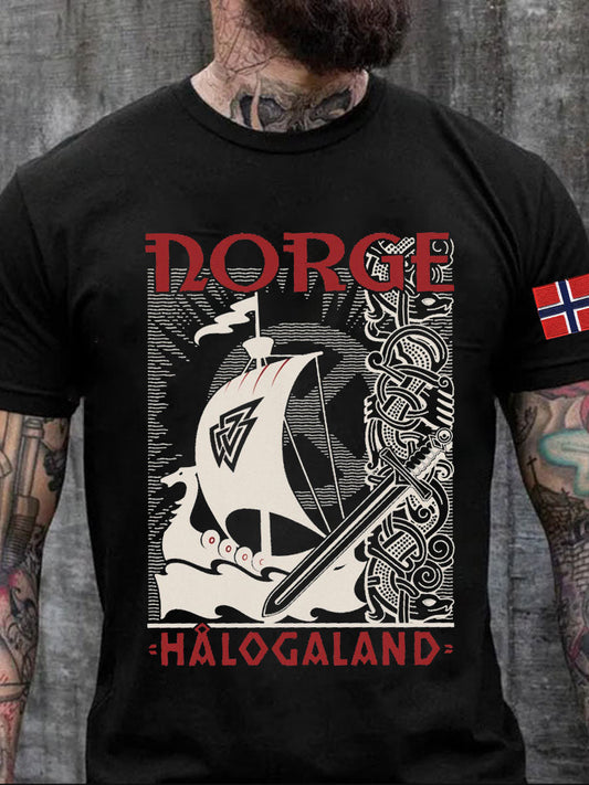 Vikingeskip trykt T-skjorte