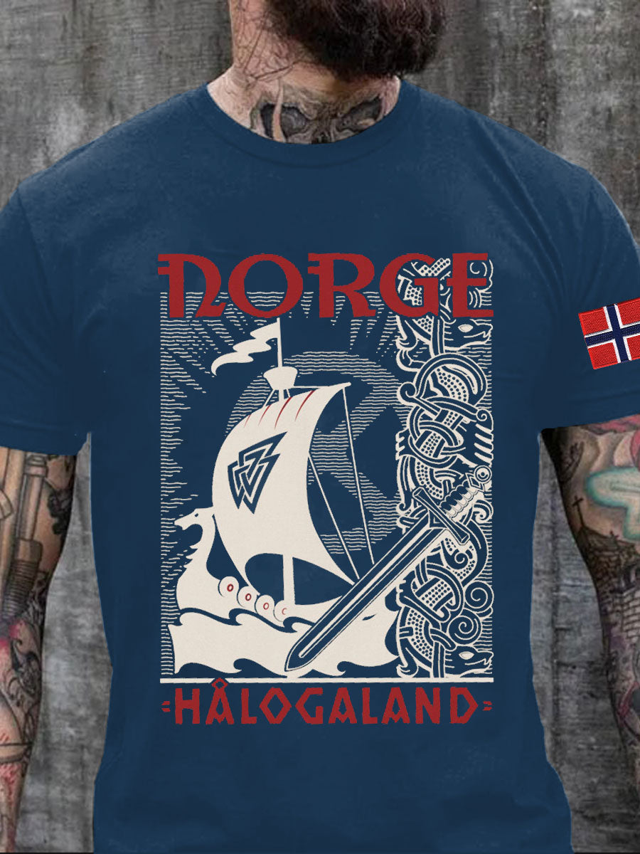 Vikingeskip trykt T-skjorte