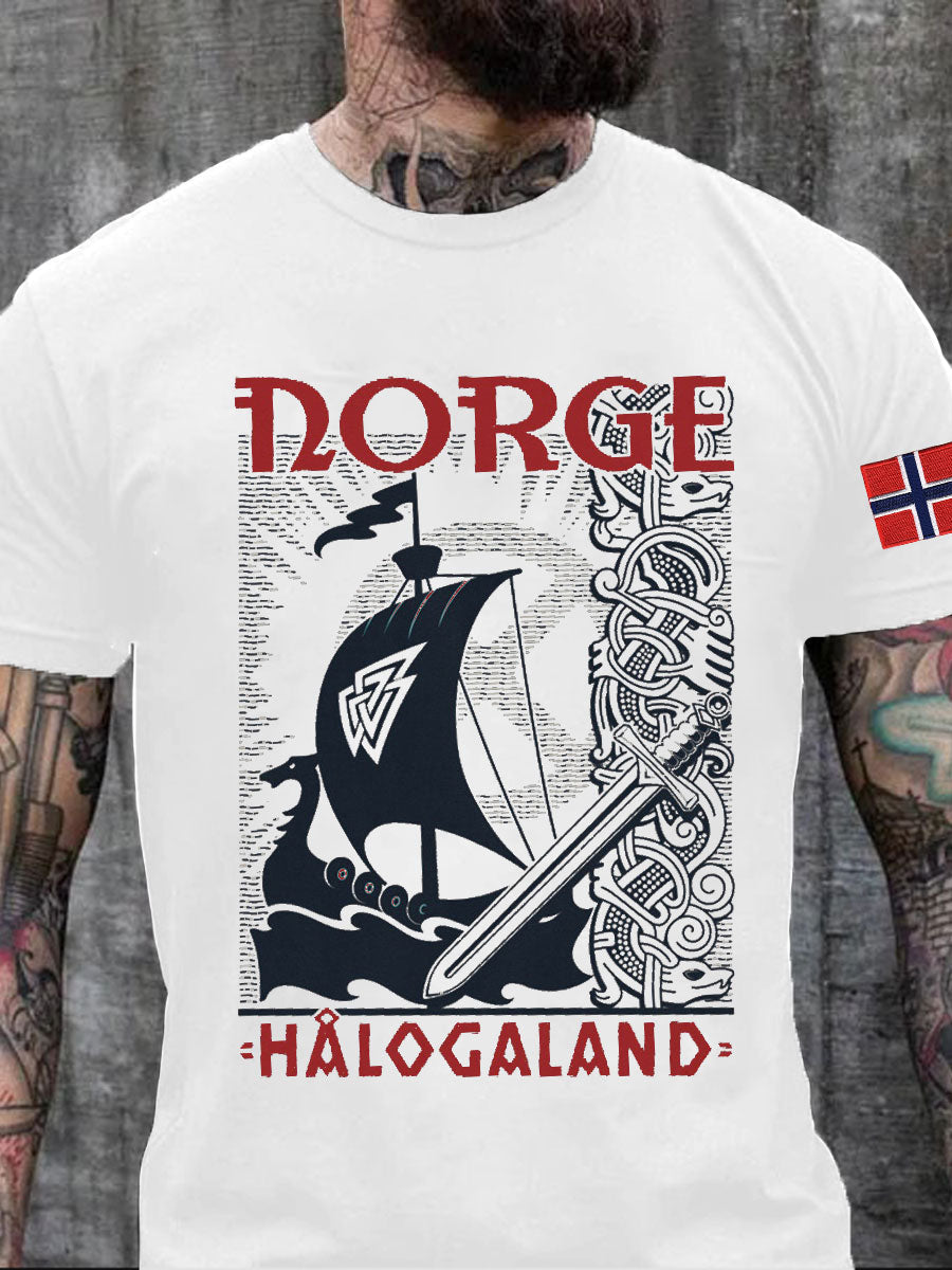 Vikingeskip trykt T-skjorte
