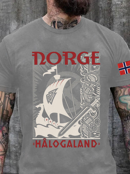 Vikingeskip trykt T-skjorte