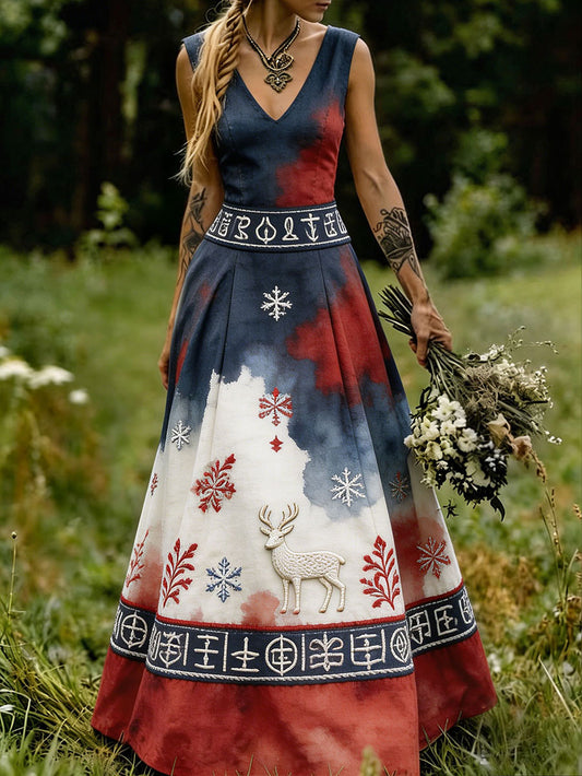 Damklänning i skandinavisk-nordisk stil med blommönster