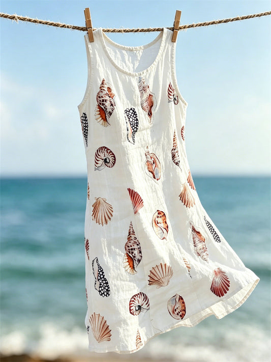 Women's Beach Sea Shells & Conch Mönster Tank klänning