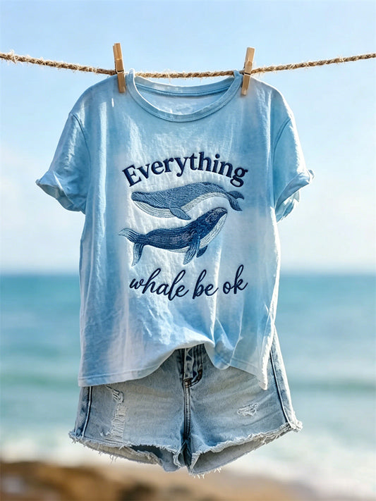 Kvinnors Allything Whale Be OK Färgad kortärmad T-shirt