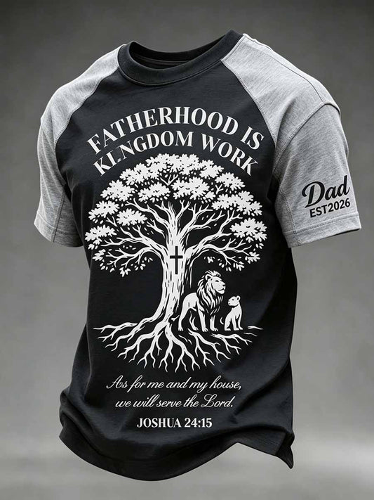 Kvartstoppad ledig t-shirt för män med tronsmotiv till fars dag