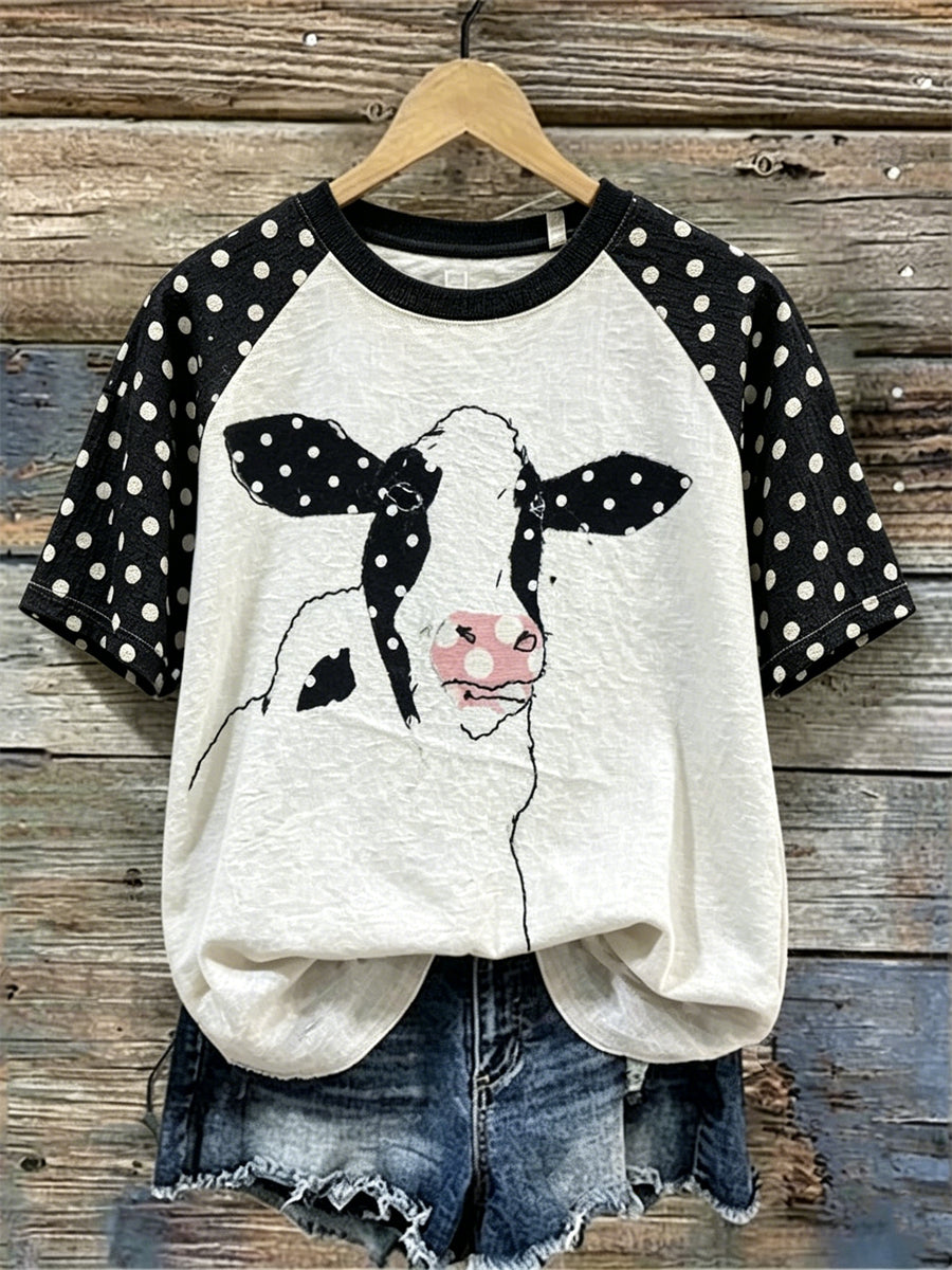 Damerndagbok Kossa prickar Raglan linne kortärmad t-shirt