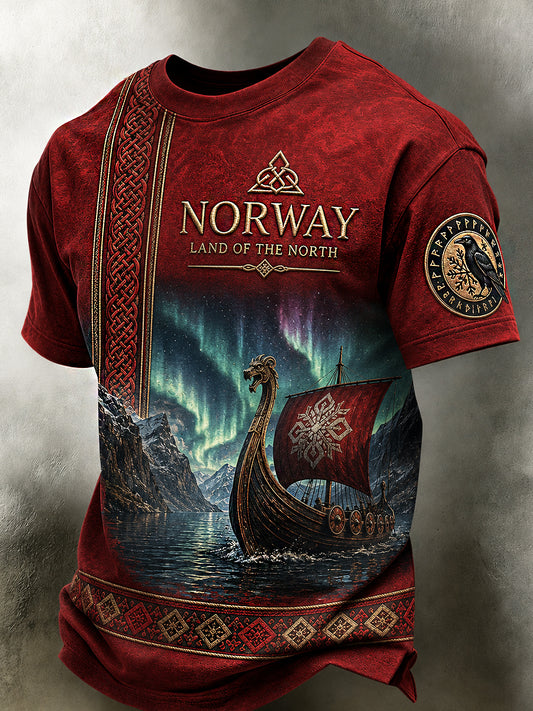 Herrtröja i retro nordisk stil med norsk konsttryck