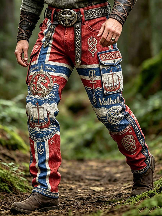 Herrmode Vikingakonsttryck långbyxor