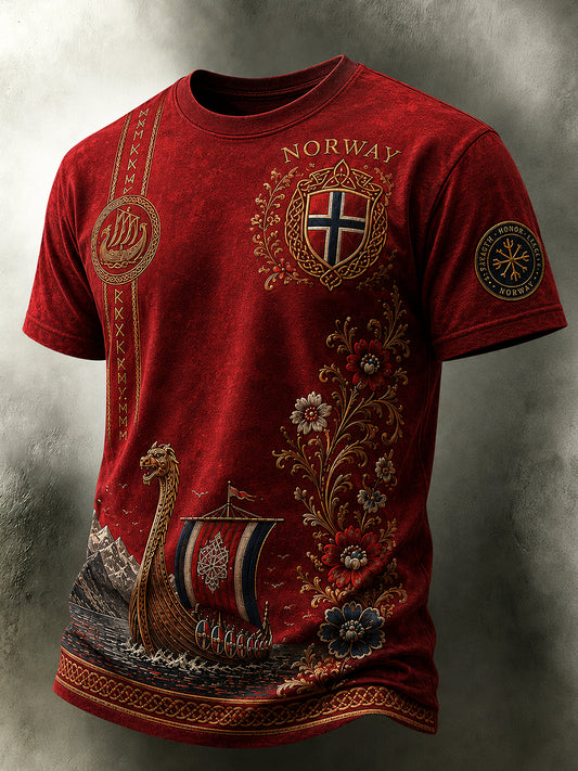 Herrtröja i retro nordisk stil med norsk konsttryck