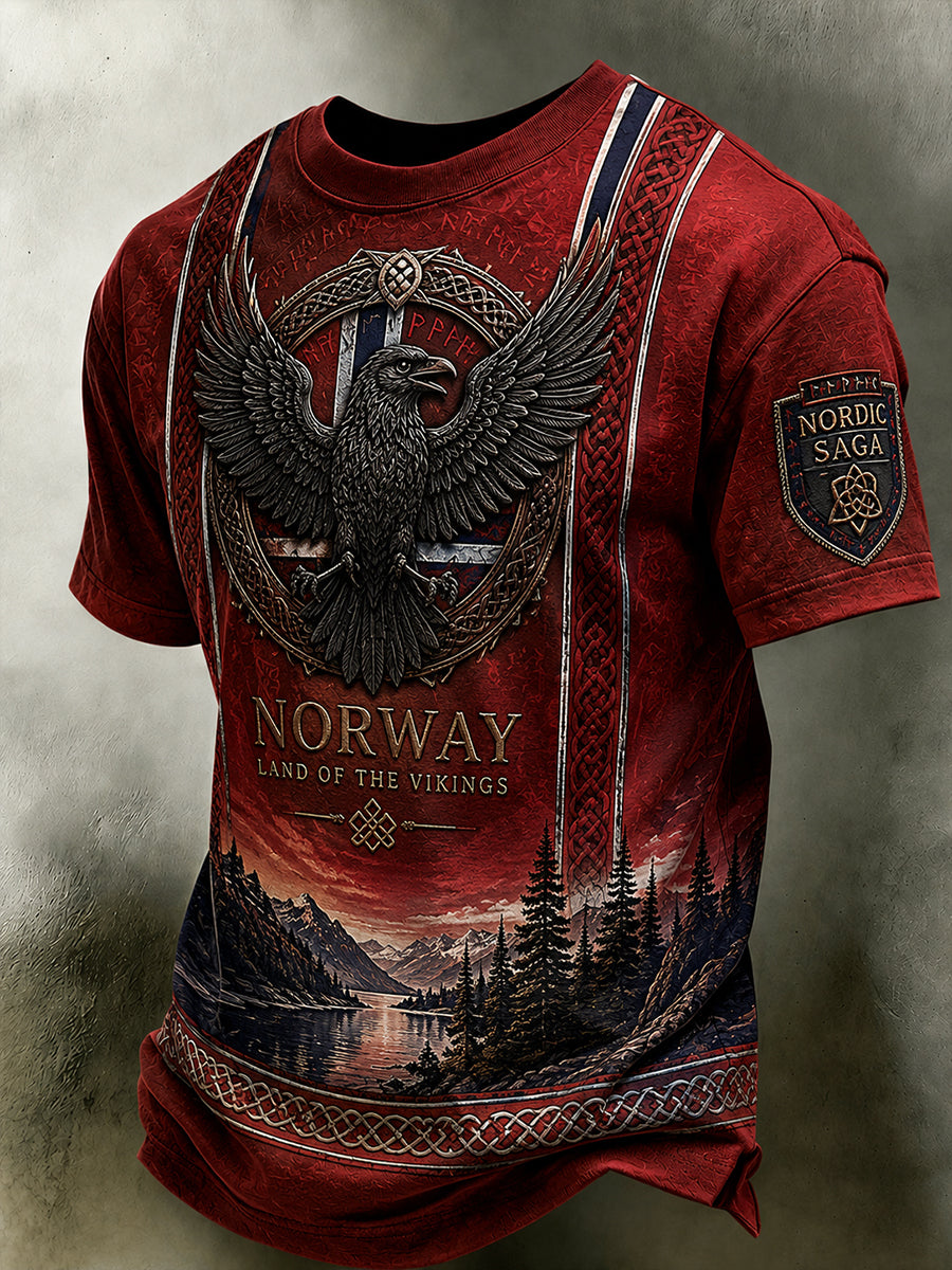 Herrtröja i retro nordisk stil med norsk konsttryck