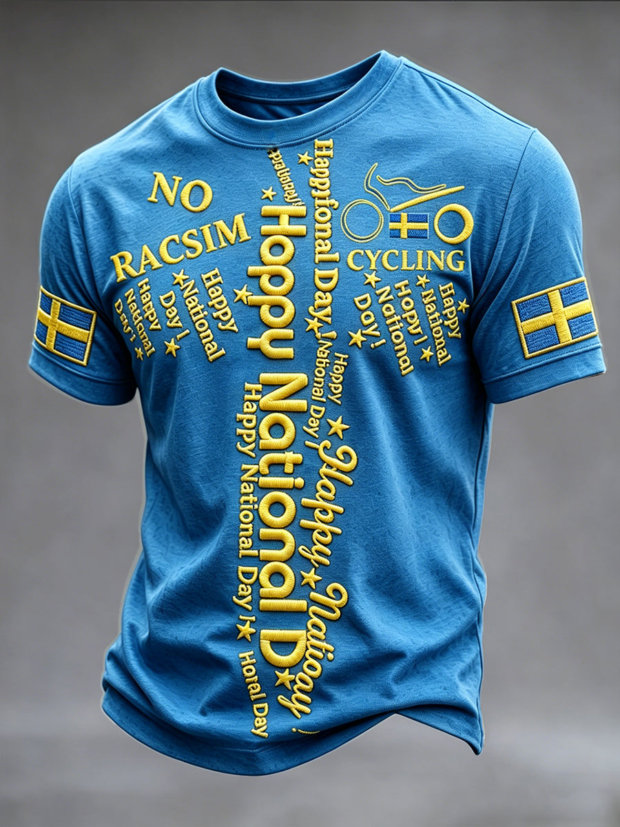 Mansblått, svenskt cykeltryck mot diskriminering – avslappnad t-shirt