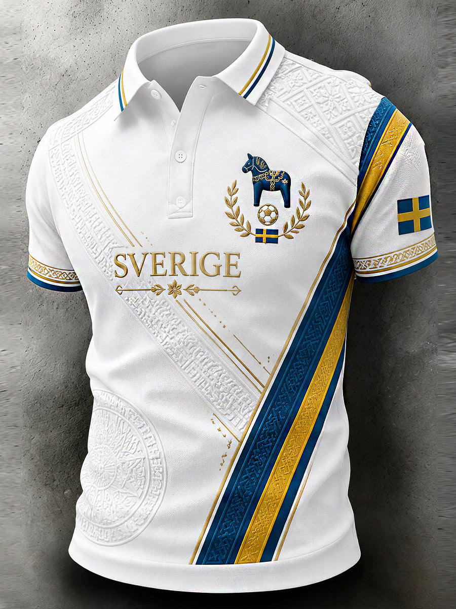 Retro svensk fotbollsfan-konsttryck avslappnad tröja