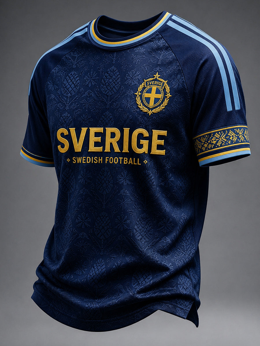 Retro svensk fotbollsfan-konsttryck avslappnad tröja