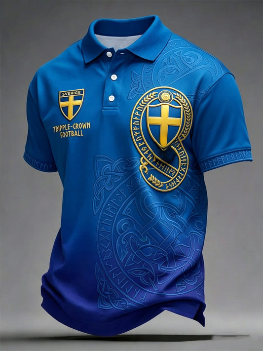 Herrpolotröja i retrostil för Sverige 2026, fotboll