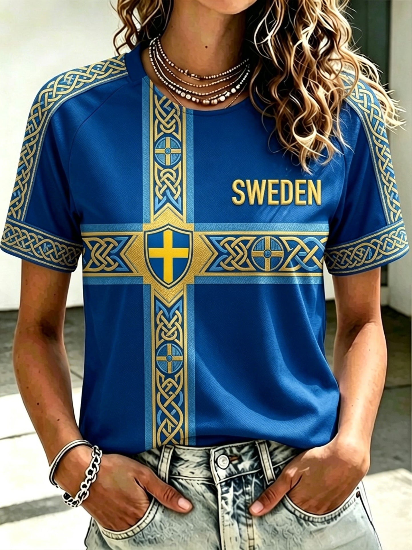 Damer Retro Sverige 2026 Fotbollströja med korta ärmarna