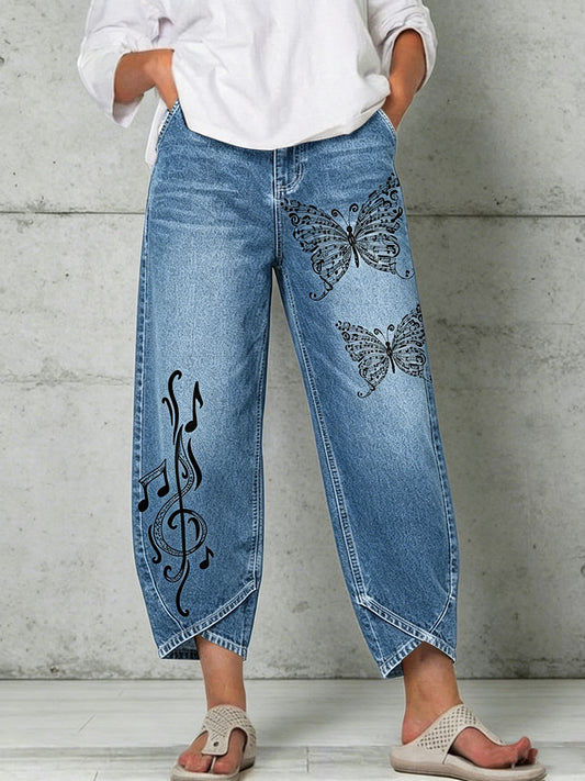Kvinnors djurmusik Butterfly Print Byxor