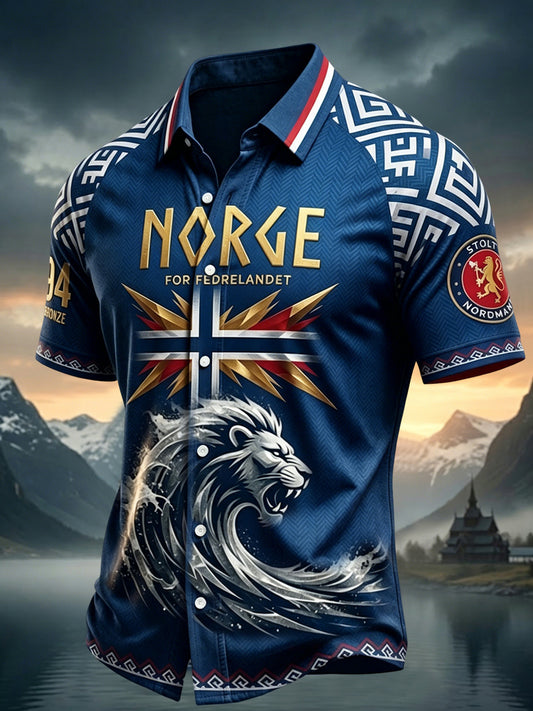 Retro norskt fotbollsfanart avslappnat skjort