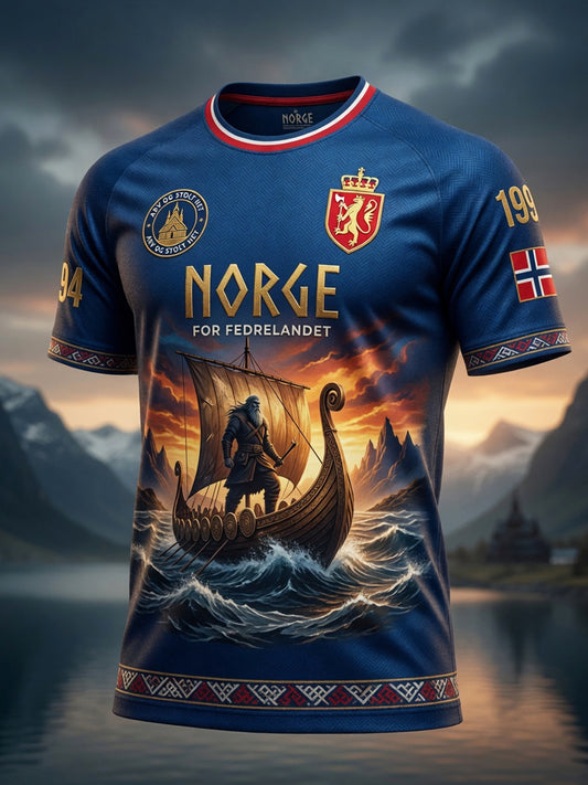 Retro Norge 2026 “Framåt” Konstnärlig Casual T-shirt