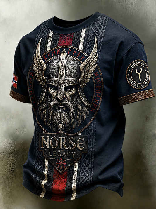 Men's Retro Nordic Style Norwegian Art Print Casual Polo Skjorta