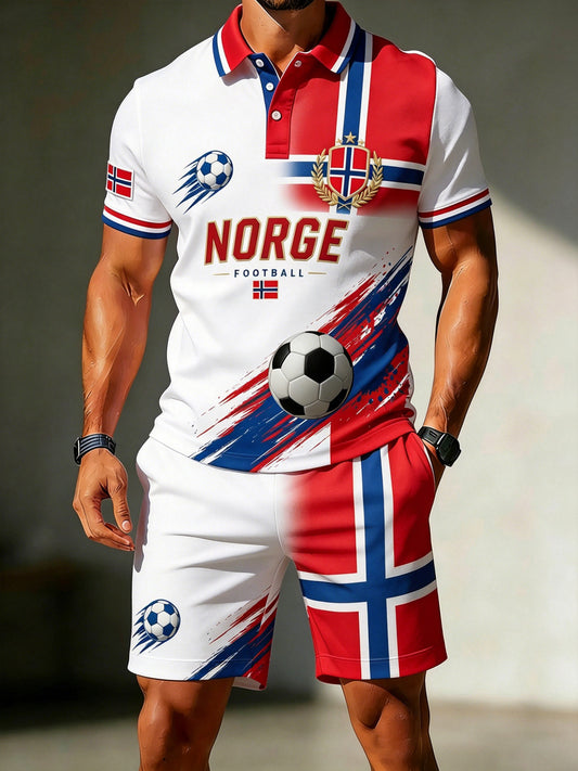 Mäns norska fotboll match konst Print Polo Set