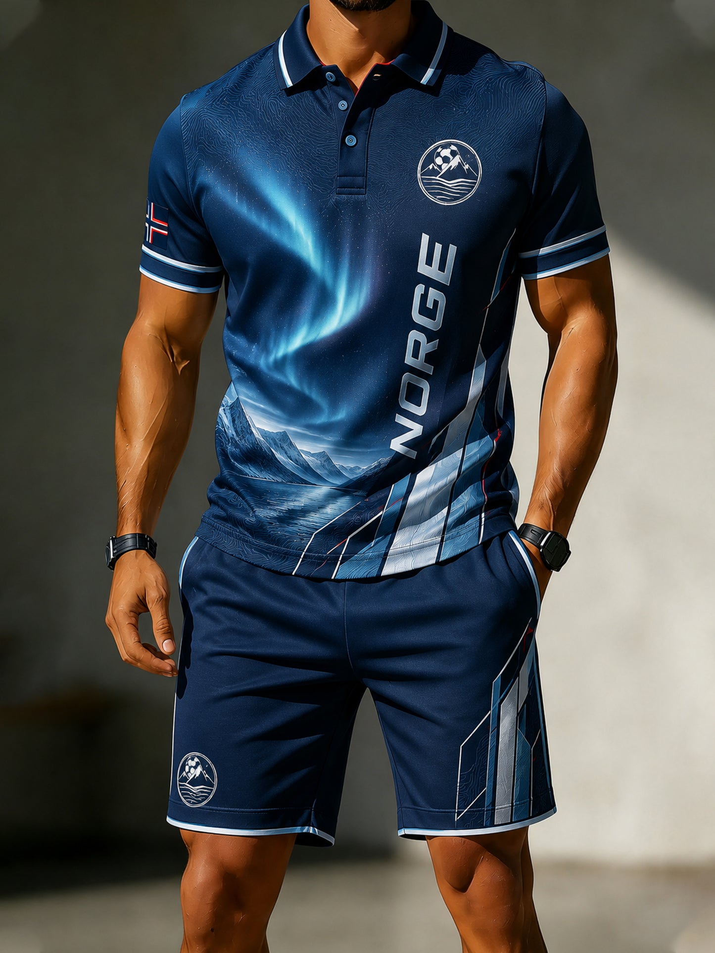 Mäns Norge Fotboll Fan-tema Konst Print Polo Set