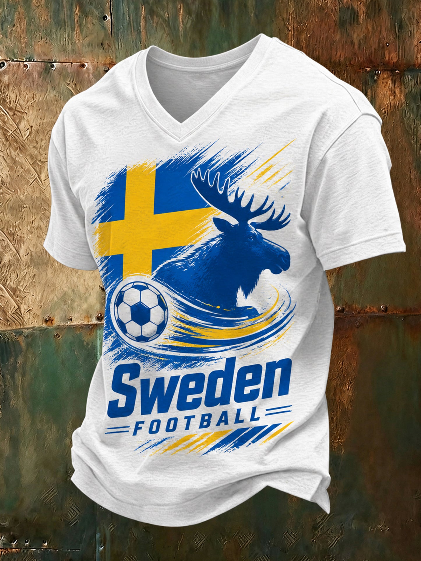 Mäns svensk fotbollsfan konst Skriv ut T-shirt