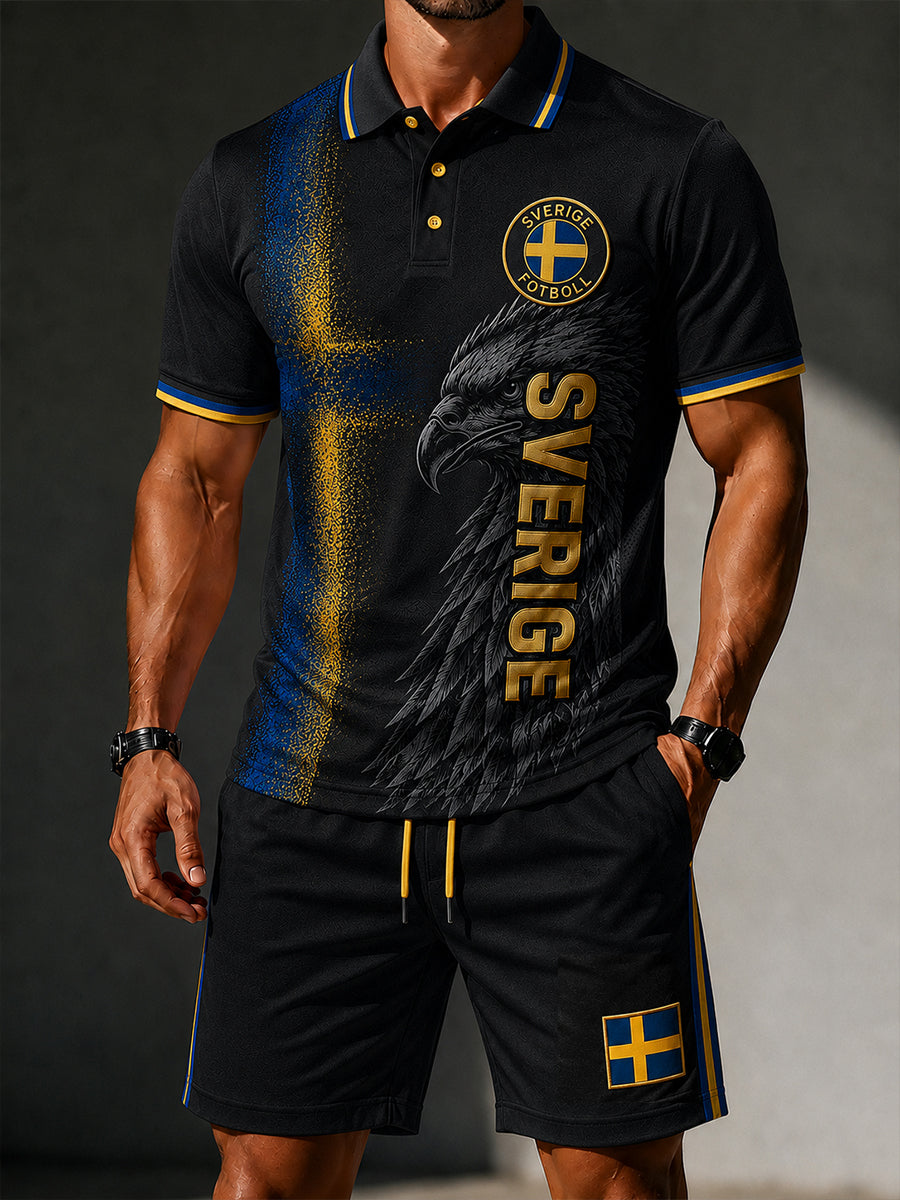 Retro Svensk fotbollsfläkt konst Skriv ut Casual 2-stycke Set