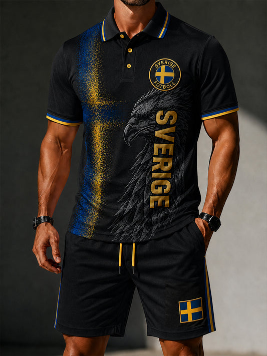 Retro Svensk fotbollsfläkt konst Skriv ut Casual 2-stycke Set