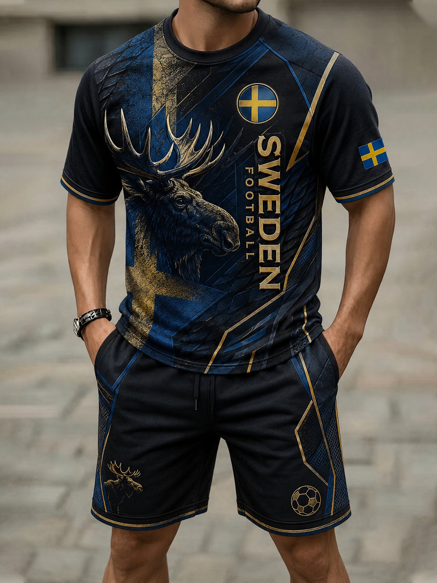T-shirtset med herrlig svensk fotbollsfantasiillustration