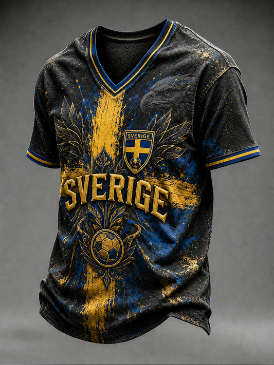 Mans Retro Svensk Fotboll Fan Konsttryck Lässig T-shirt