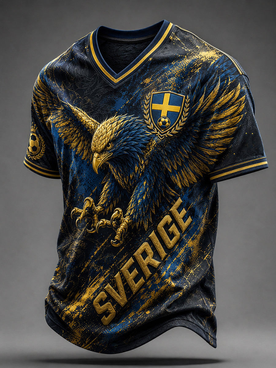 Mans Retro Svensk Fotboll Fan Konsttryck Lässig T-shirt