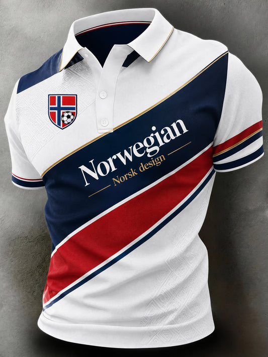 Mansmatchande stil: Norges fotbollsmatch hejarklackskonsttryck polotröja