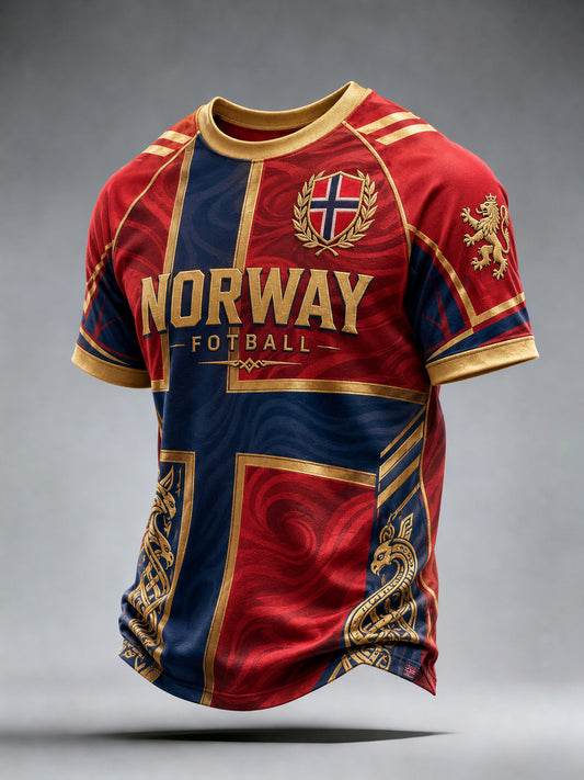 Mäns viking fotboll utskrift Raglan ärm kortärmad T-shirt