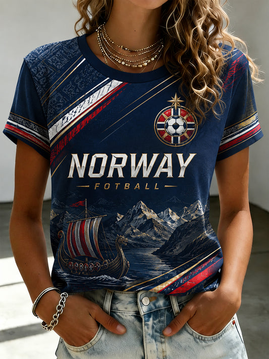 Damtröja med vikingafotbollsmotiv och korta ärmar