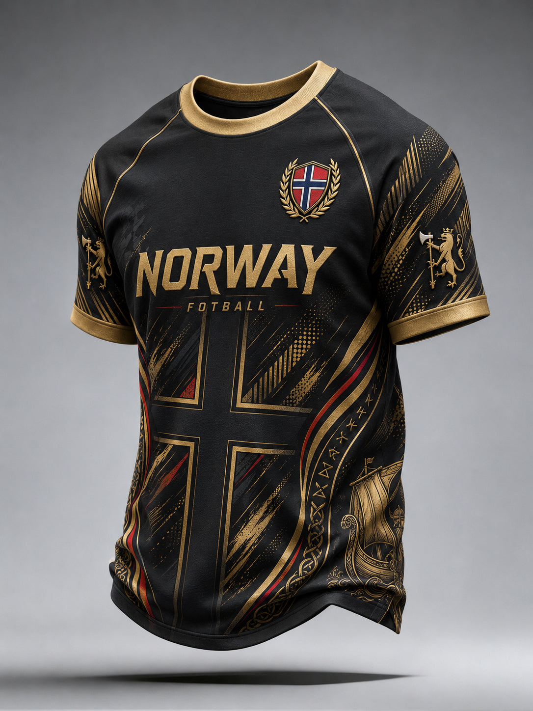 Herrligan Viking Fotbollstryck Raglanmuddad T-shirt med korta ärmar