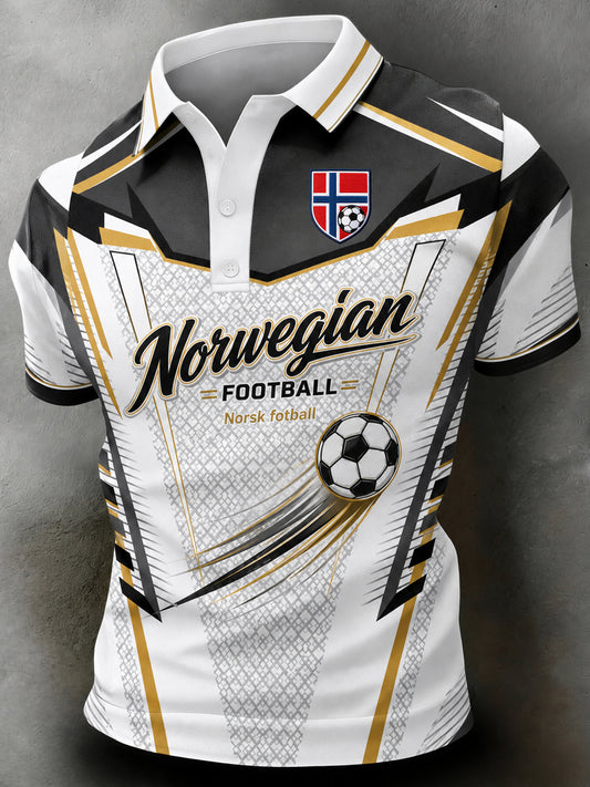 Mansmatchande stil: Norges fotbollsmatch hejarklackskonsttryck polotröja