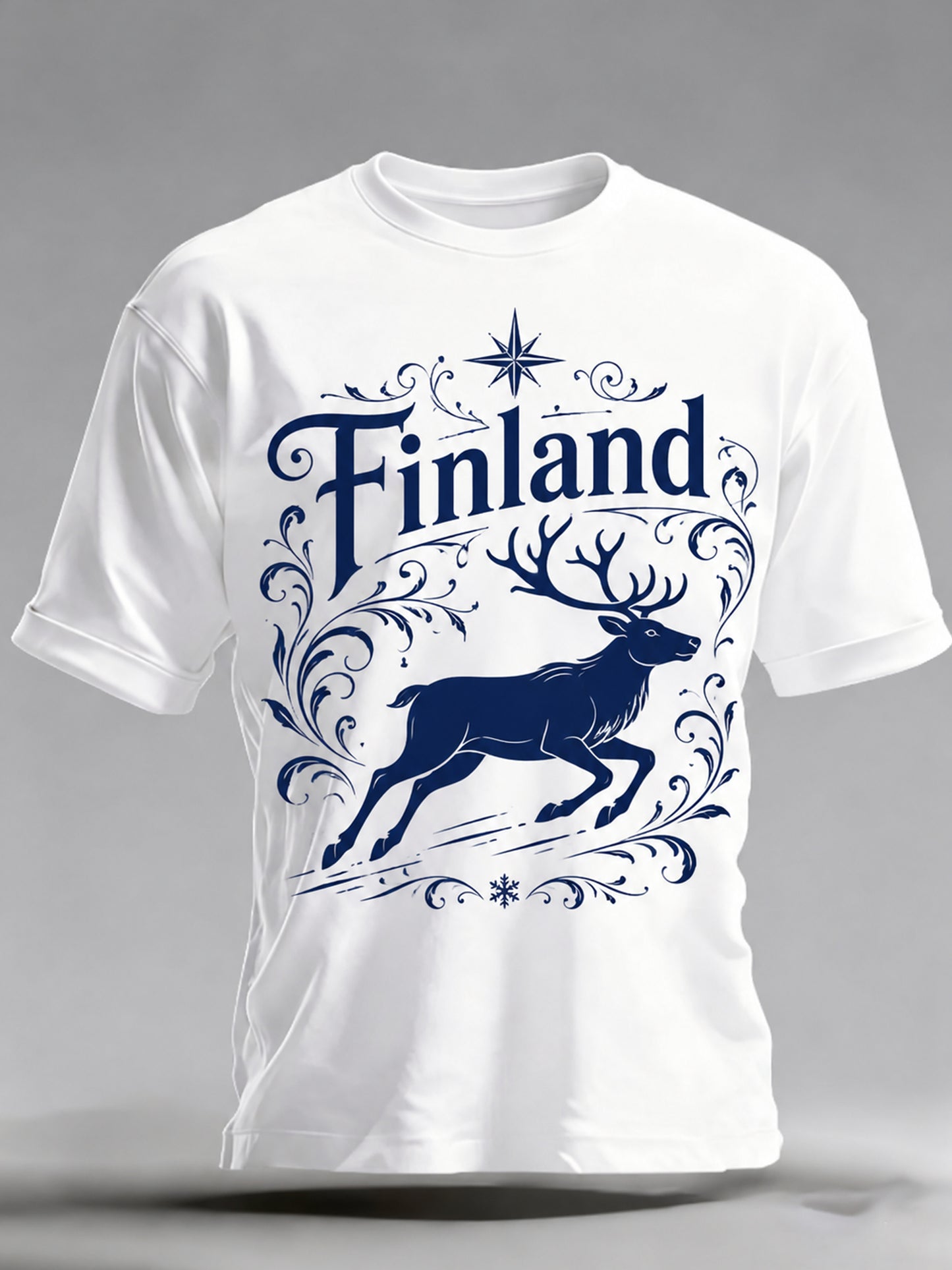 Mäns finska Minimalistiska renar Motif minneskonst Skriv ut T-Shirt