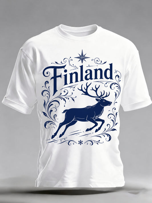 Mäns finska Minimalistiska renar Motif minneskonst Skriv ut T-Shirt