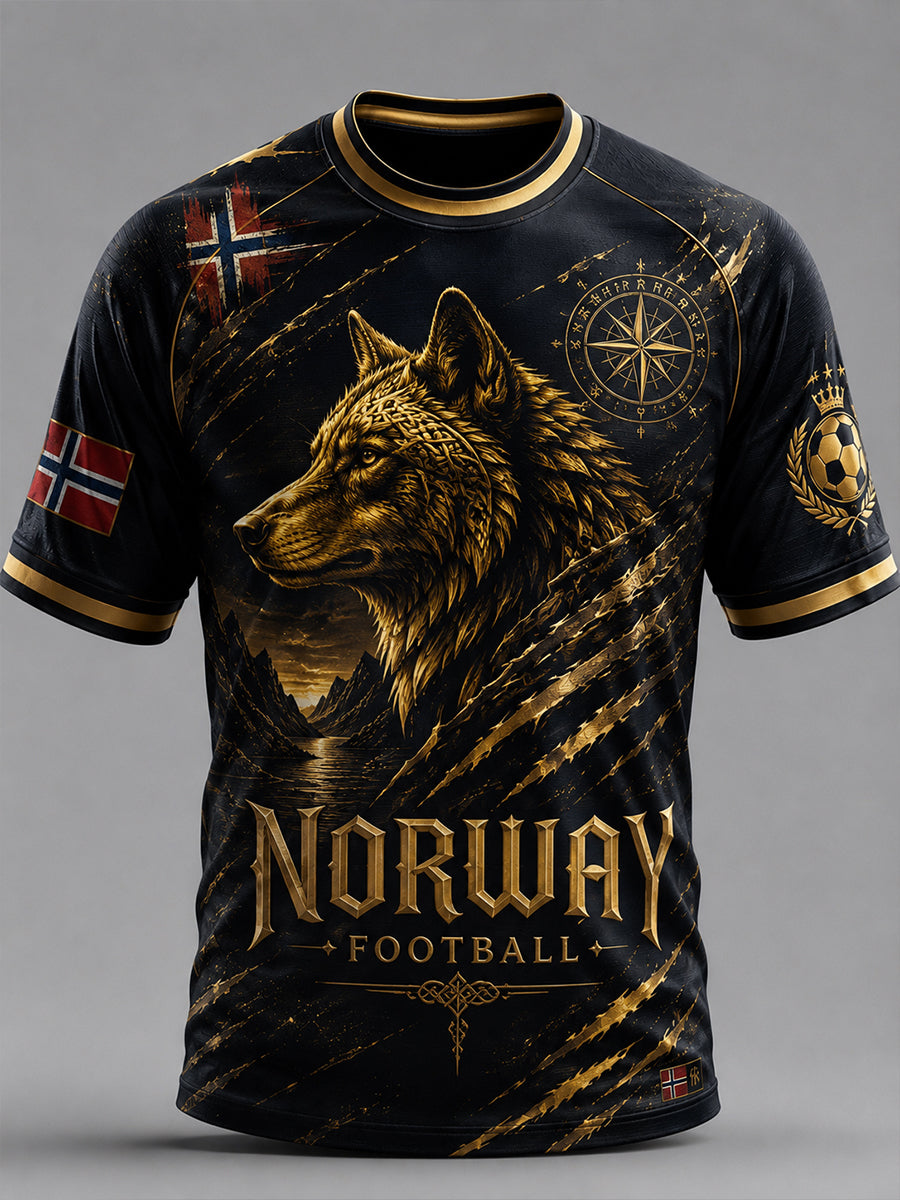 Retro nordisk stil norsk fotbollsfan konsttryck avslappnad t-shirt