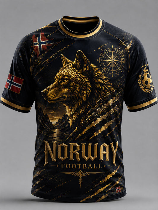 Retro nordisk stil norsk fotbollsfan konsttryck avslappnad t-shirt