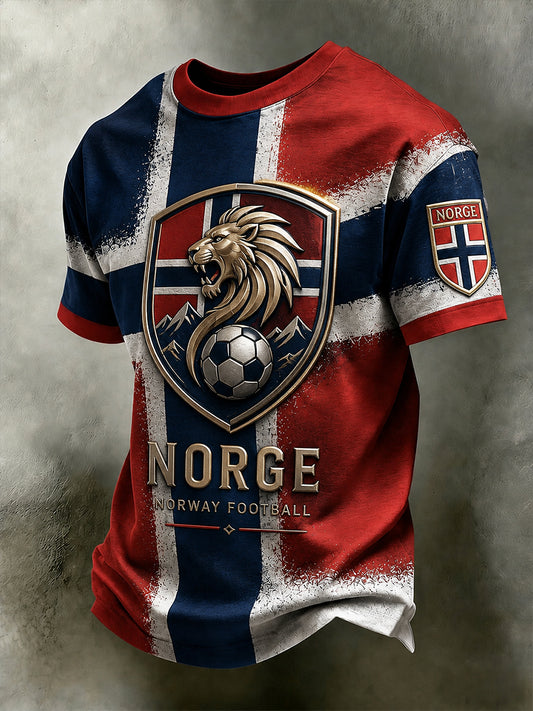 Retro nordisk stil norsk fotbollsfan konsttryck avslappnad t-shirt